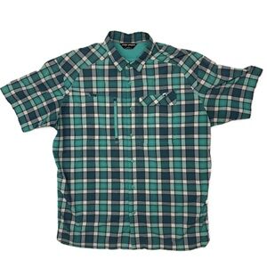 Under Armour Green Plaid Short Sleeve‎ Button-Up Shirt Size Large